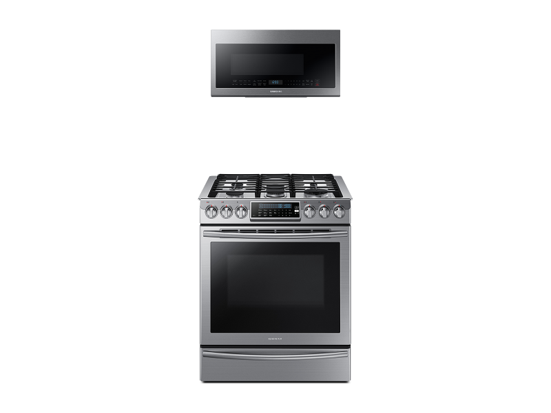 Slide-In Gas Range with True Convection + Over-the-Range Microwave BNDL1580226174992