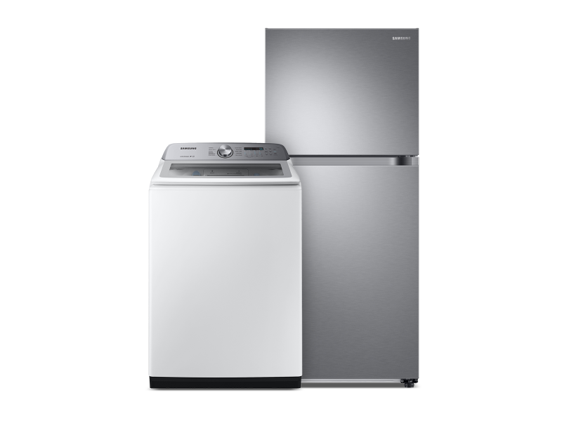 Large Capacity Top Load Washer with Active WaterJet & Top Freezer Refrigerator with FlexZone and Ice Maker BNDL1616081254972