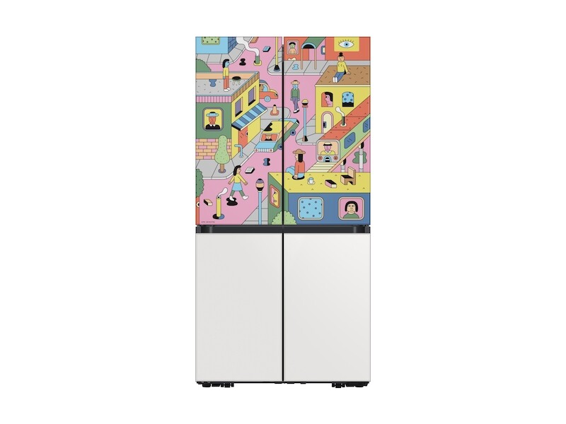 29 cu. ft. Smart BESPOKE 4-Door Flex Refrigerator with Customizable Panel Colors featuring a Limited Edition Design BNDL1620069694995