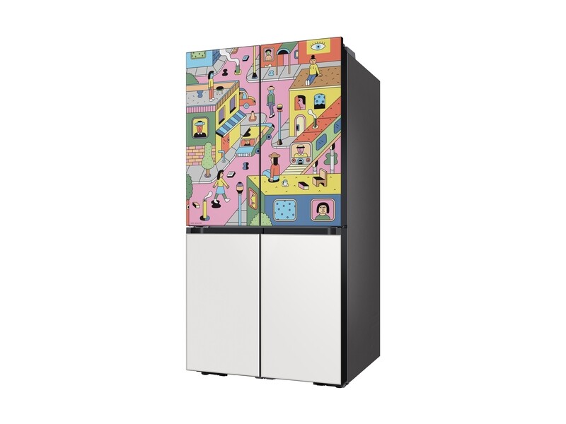 29 cu. ft. Smart BESPOKE 4-Door Flex Refrigerator with Customizable Panel Colors featuring a Limited Edition Design BNDL1620073838814