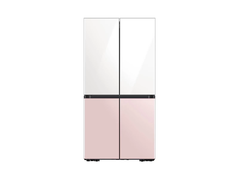 Bespoke 4-Door Flex™ Refrigerator (29 cu. ft.) in White Glass Top and Rose Pink Glass Bottom BNDL1620770049525