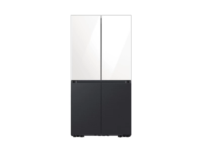 Bespoke Counter Depth 4-Door Flex™ Refrigerator (23 cu. ft.) in White Glass Top and Matte Black Steel Bottom BNDL1620770829325