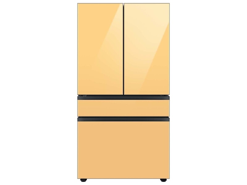 Bespoke 4-Door French Door Refrigerator (23 cu. ft.) with Customizable Door Panel Colors and Beverage Center™ in Sunrise Yellow Glass BNDL1647386377979