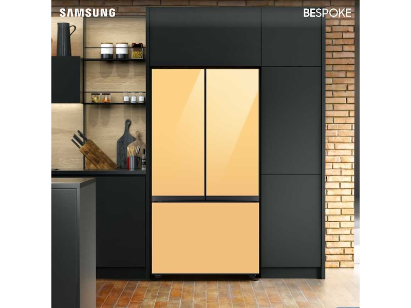 Bespoke 3-Door French Door Refrigerator (30 cu. ft.) with Beverage Center™ in Sunrise Yellow Glass BNDL1650313201162