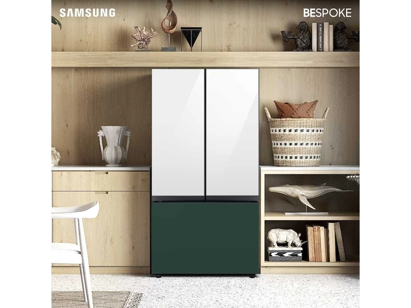 Product - White Glass Top and Emerald Green Steel Bottom Panels