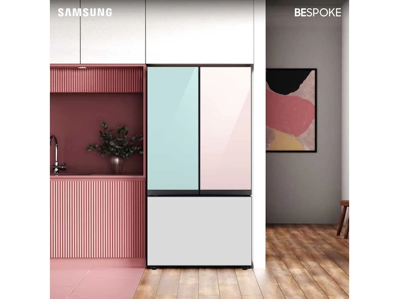 Product - Morning Blue, Rose Pink, and White Glass Panel