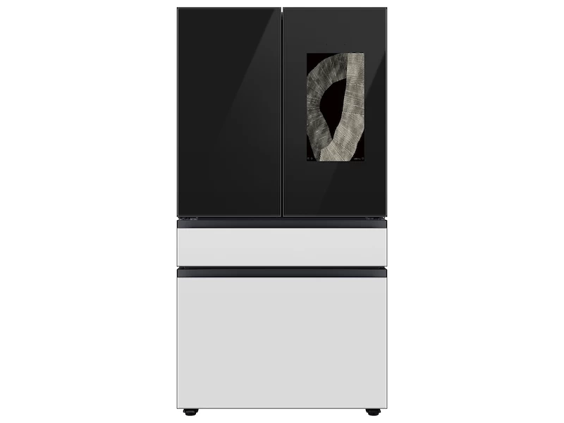 Bespoke 4-Door French Door Refrigerator (29 cu. ft.)–with Family Hub™ Panel in Charcoal Glass – (with Customizable Door Panel Colors) in Charcoal Glass Top, White Glass Middle and Bottom Pane