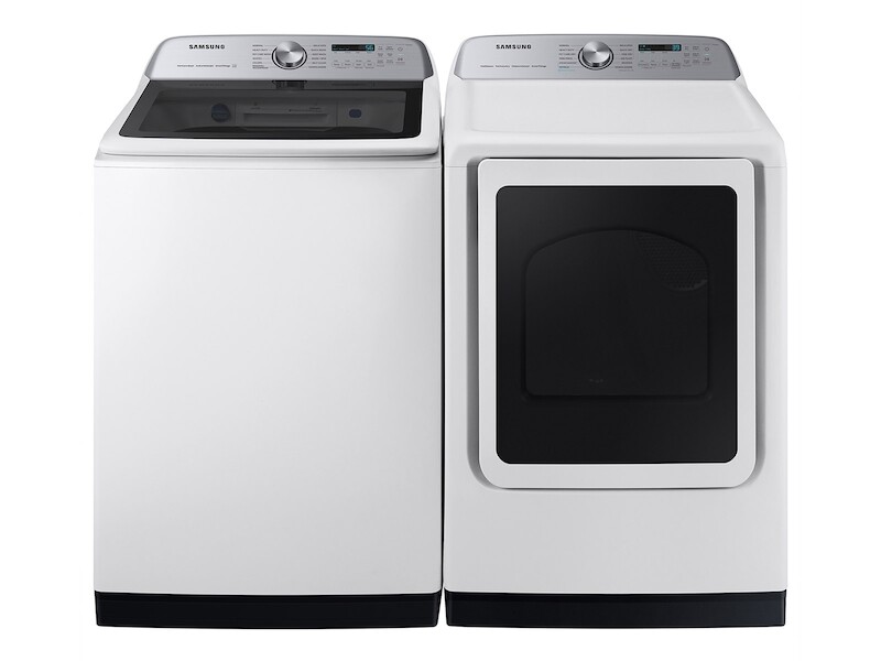 5.4 cu. ft. Smart Top Load Washer with Pet Care Solution and Super Speed Wash and 7.4 cu. ft. Smart Electric Dryer with Pet Care Dry and Steam Sanitize+ in White BNDL1695114972744