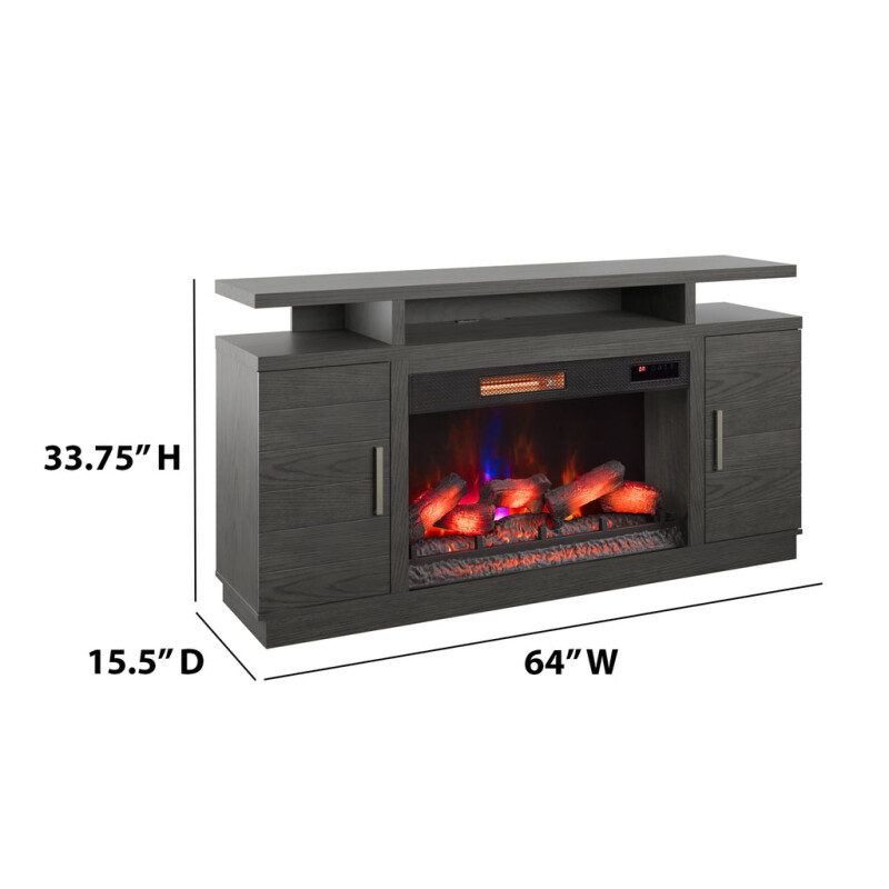 Bell'O Breya Media Stand with Electric Fireplace Insert Included BREYA