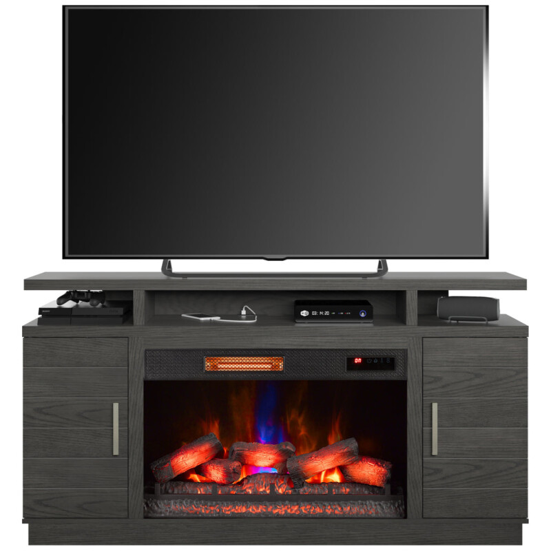 Bell'O Breya Media Stand with Electric Fireplace Insert Included BREYA