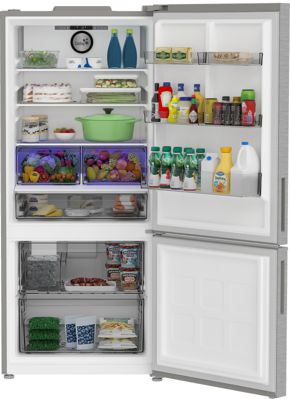 30" Counter Depth Bottom-Freezer Refrigerator with Ice Maker view 3