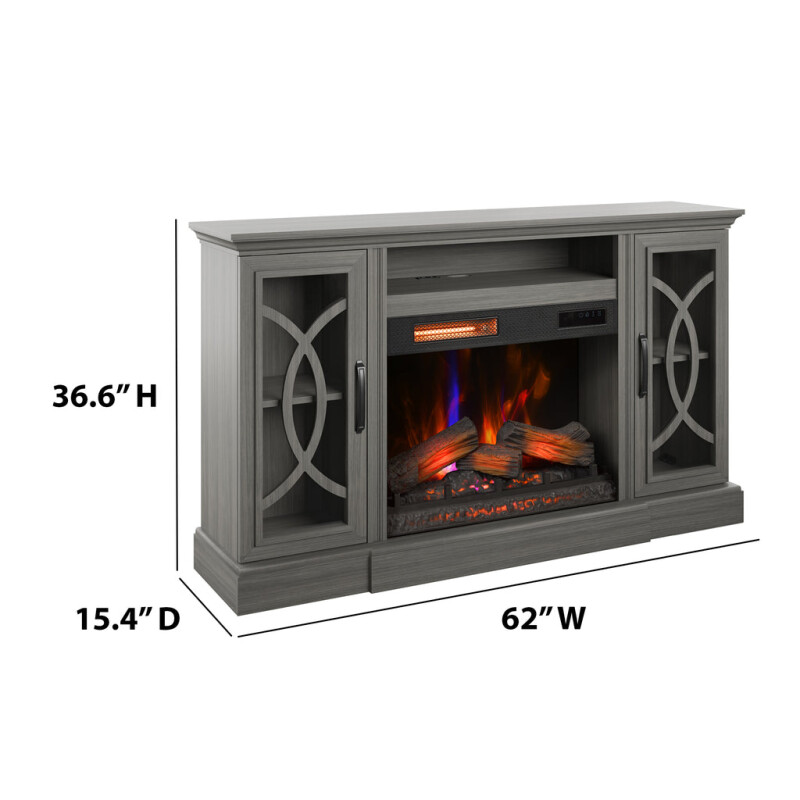 Bell'O Brooke Media Stand with Electric Fireplace Insert Included BROOKE