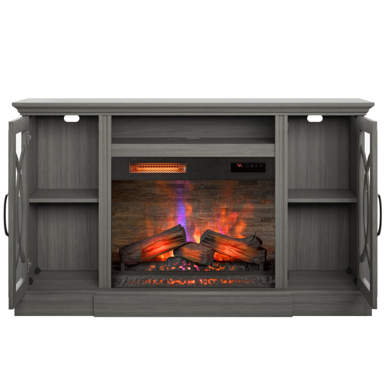 Bell'O Brooke Media Stand with Electric Fireplace Insert Included BROOKE