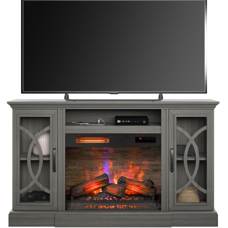 Bell'O Brooke Media Stand with Electric Fireplace Insert Included BROOKE
