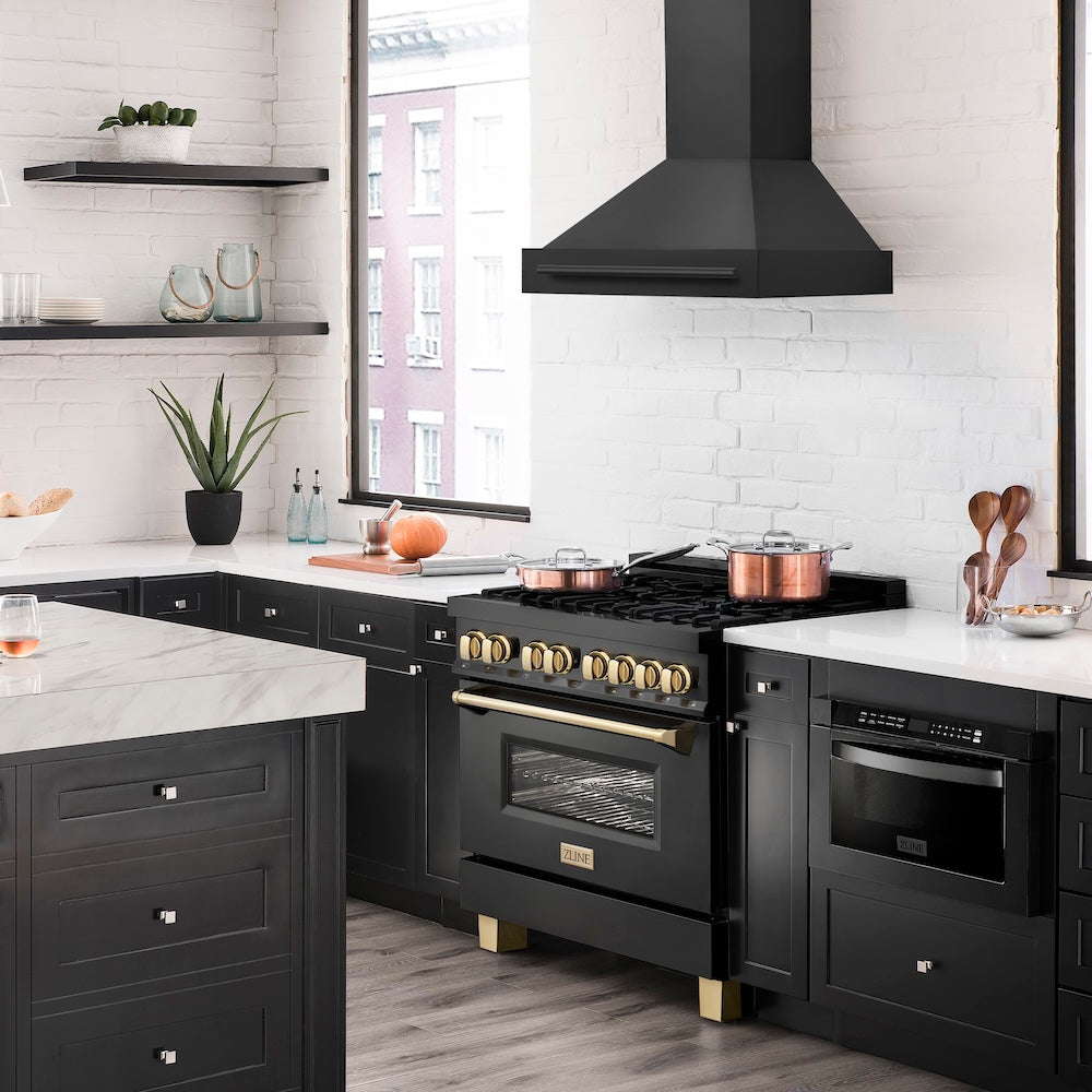36 In. Black Stainless Steel Range Hood With Black Stainless Steel Handle BS65536BS