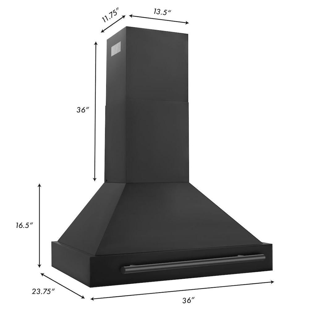 36 In. Black Stainless Steel Range Hood With Black Stainless Steel Handle BS65536BS