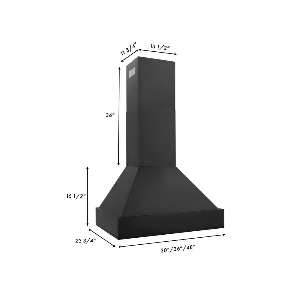 30 In. Convertible Vent Black Stainless Steel Wall Mount Range Hood BS655N30