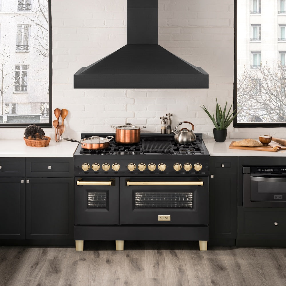 48 In. Ducted Vent Black Stainless Steel Wall Mount Range Hood BS655N48