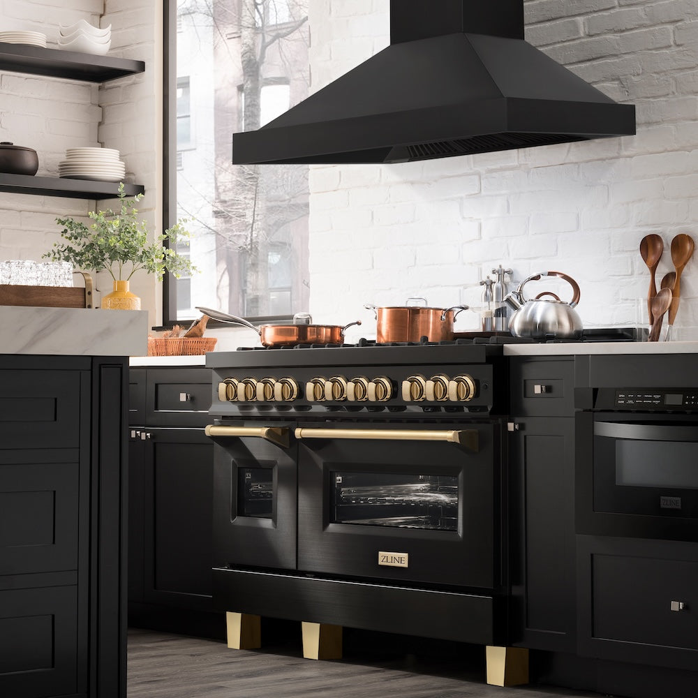 48 In. Ducted Vent Black Stainless Steel Wall Mount Range Hood BS655N48