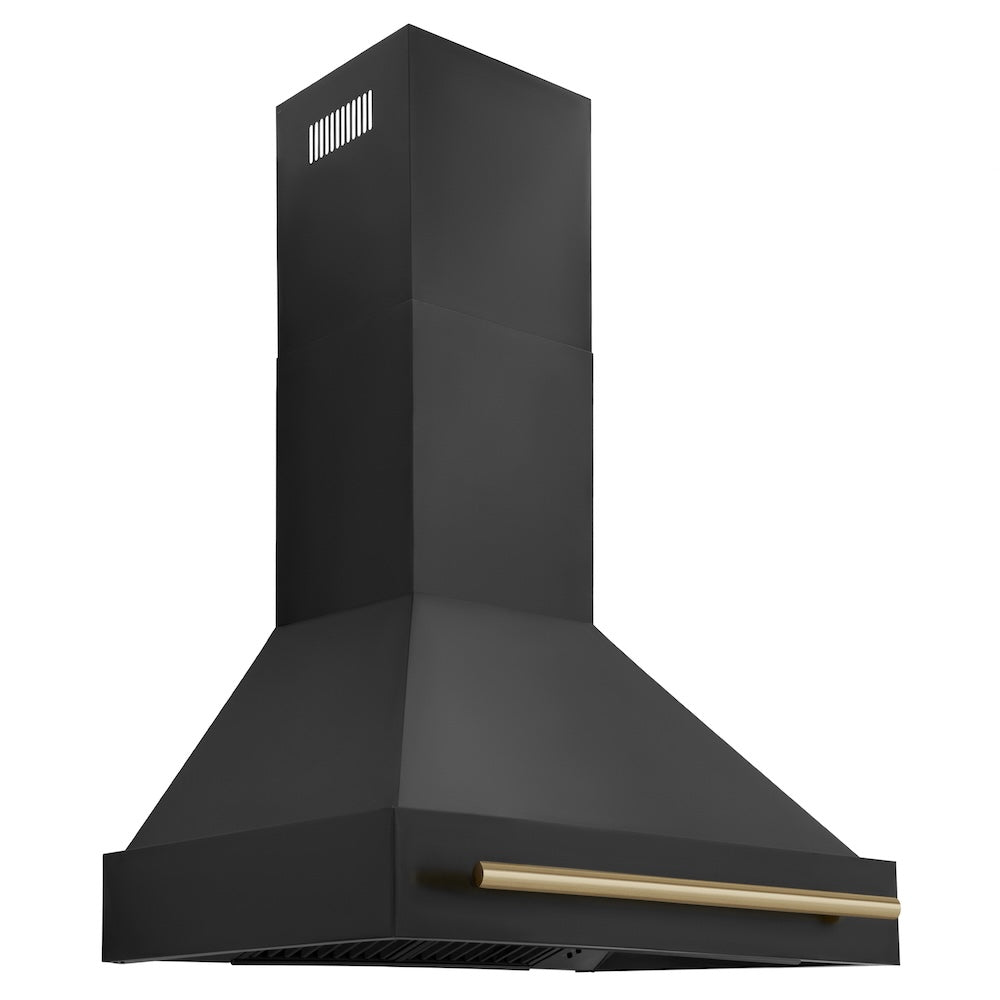 Autograph Edition 30 In. Black Stainless Steel Range Hood With Champagne Bronze Handle BS655Z30CB