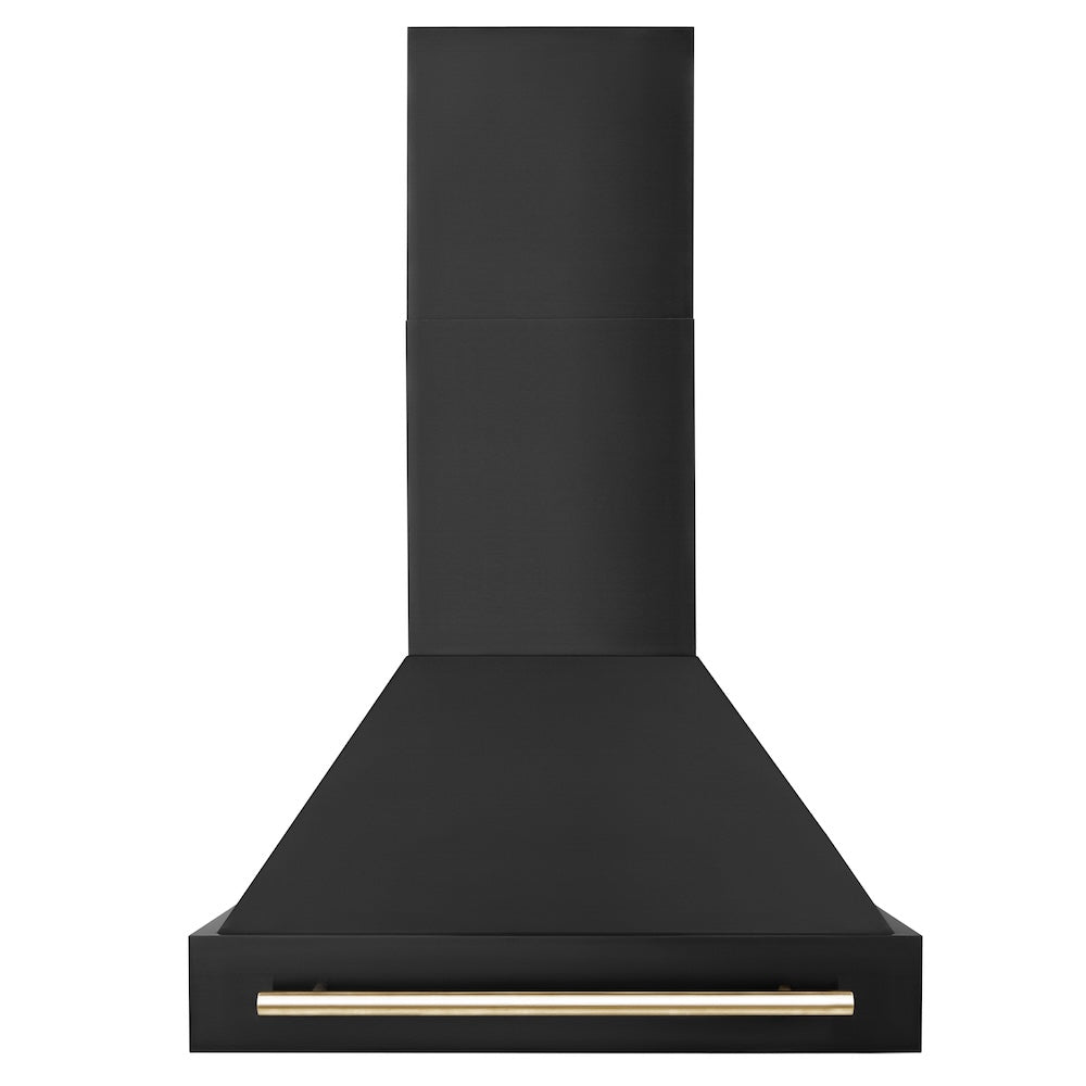 30" Convertible Wall Mount Range Hood in Black Stainless Steel with Gold Handle BS655Z30G
