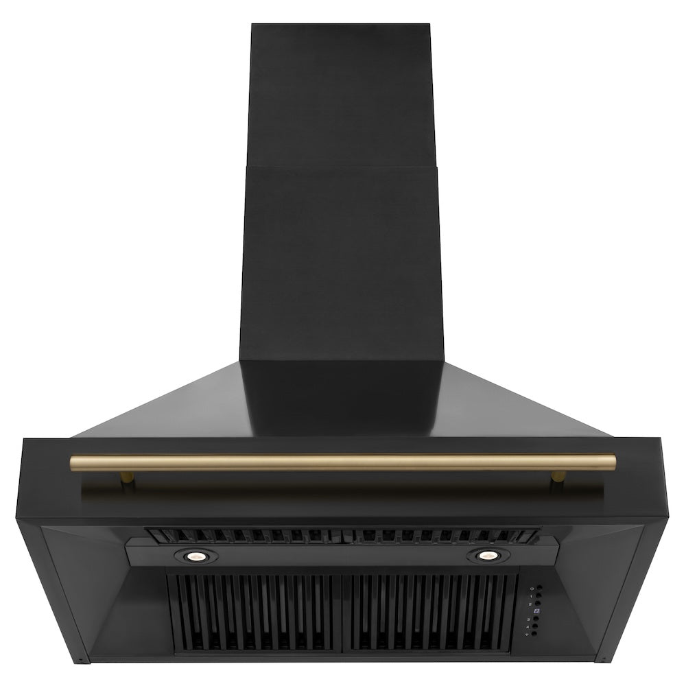 Autograph Edition 36 In. Black Stainless Steel Range Hood With Champagne Bronze Handle BS655Z36CB