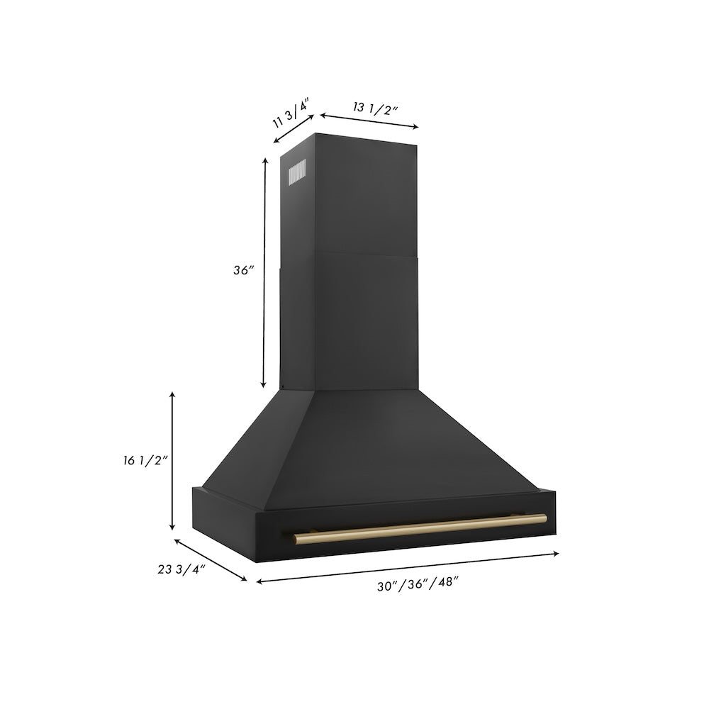Autograph Edition 36 In. Black Stainless Steel Range Hood With Champagne Bronze Handle BS655Z36CB