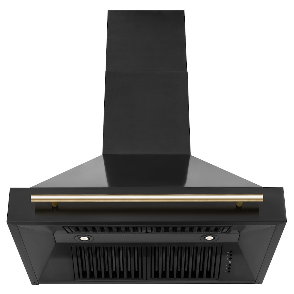 Autograph Edition 36 In. Black Stainless Steel Range Hood With Polished Gold Handle BS655Z36G