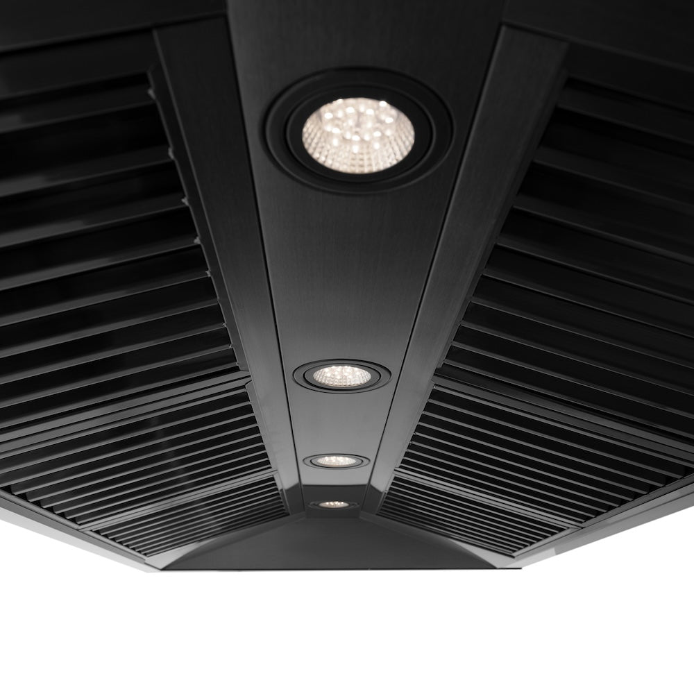 48 in. Range Hood Black in Stainless Steel with Champagne Bronze Handle BS655Z48CB