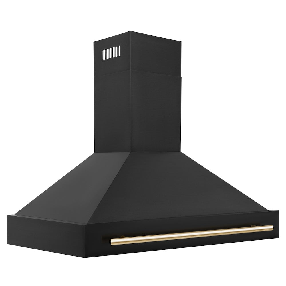 Autograph Edition 48 In. Black Stainless Steel Range Hood With Polished Gold Handle BS655Z48G