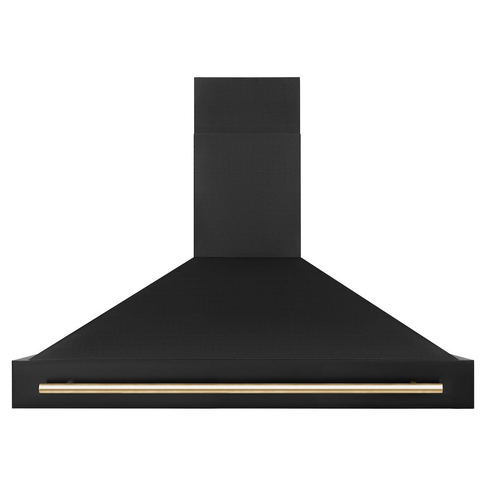 Autograph Edition 48 In. Black Stainless Steel Range Hood With Polished Gold Handle BS655Z48G