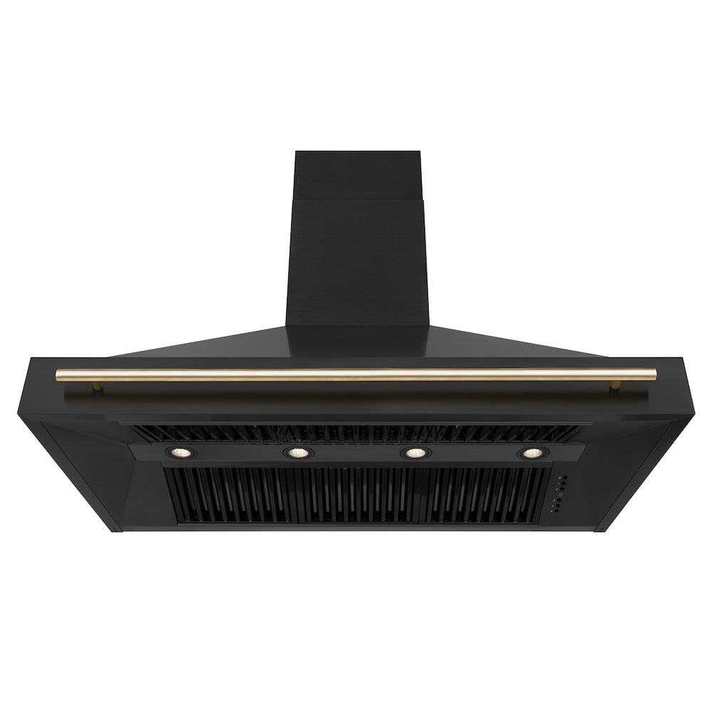 Autograph Edition 48 In. Black Stainless Steel Range Hood With Polished Gold Handle BS655Z48G