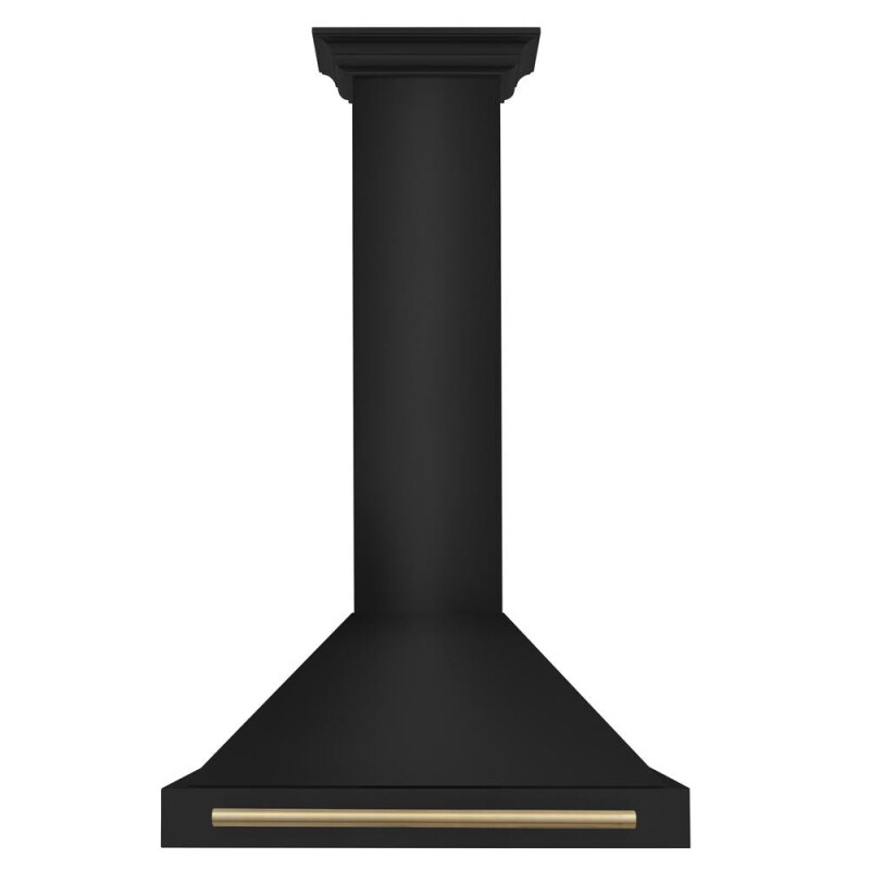 Autograph Edition 30 in. Black Stainless Steel Wall Mount Range Hood With Champagne Bronze Handle BSKB4Z30CB