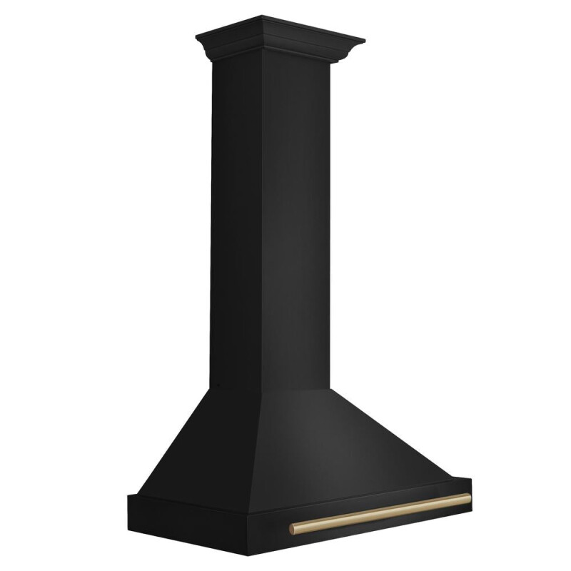 Autograph Edition 30 in. Black Stainless Steel Wall Mount Range Hood With Champagne Bronze Handle BSKB4Z30CB