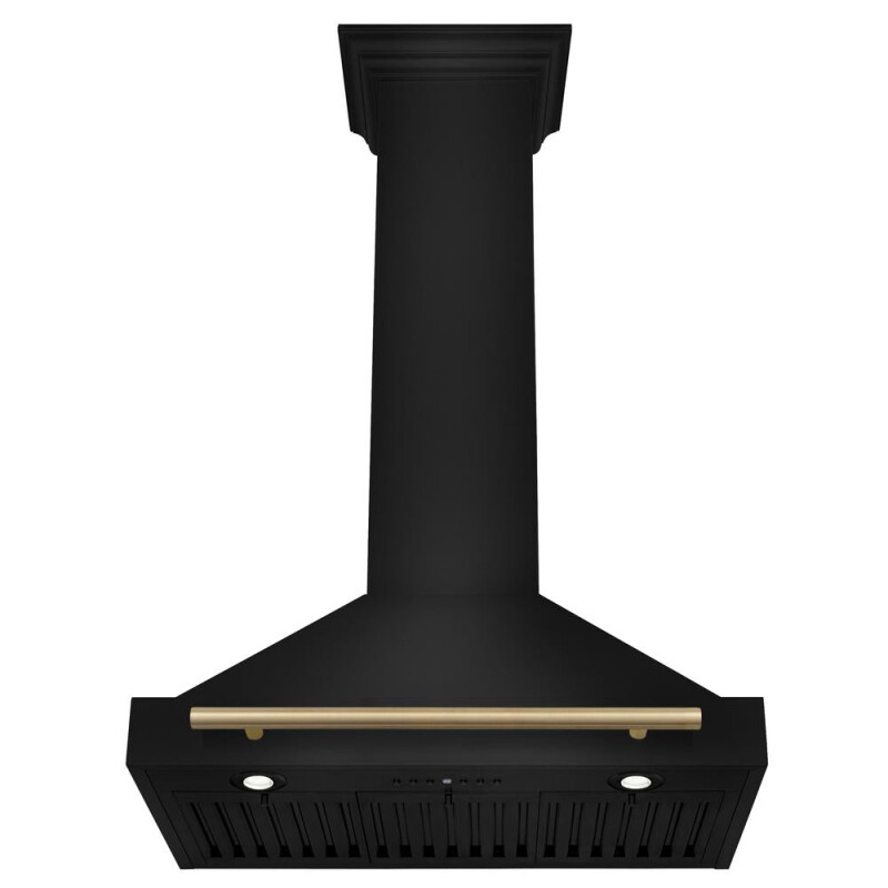 Autograph Edition 30 in. Black Stainless Steel Wall Mount Range Hood With Champagne Bronze Handle BSKB4Z30CB