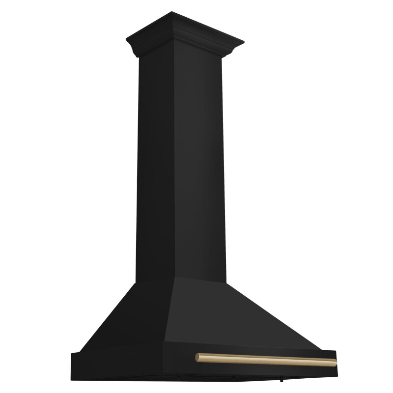 ZLINE Autograph Edition 30 in. Black Stainless Steel Wall Mount Range Hood With Champagne Bronze Handle (BSKB4Z-30-CB) BSKB4Z30CB