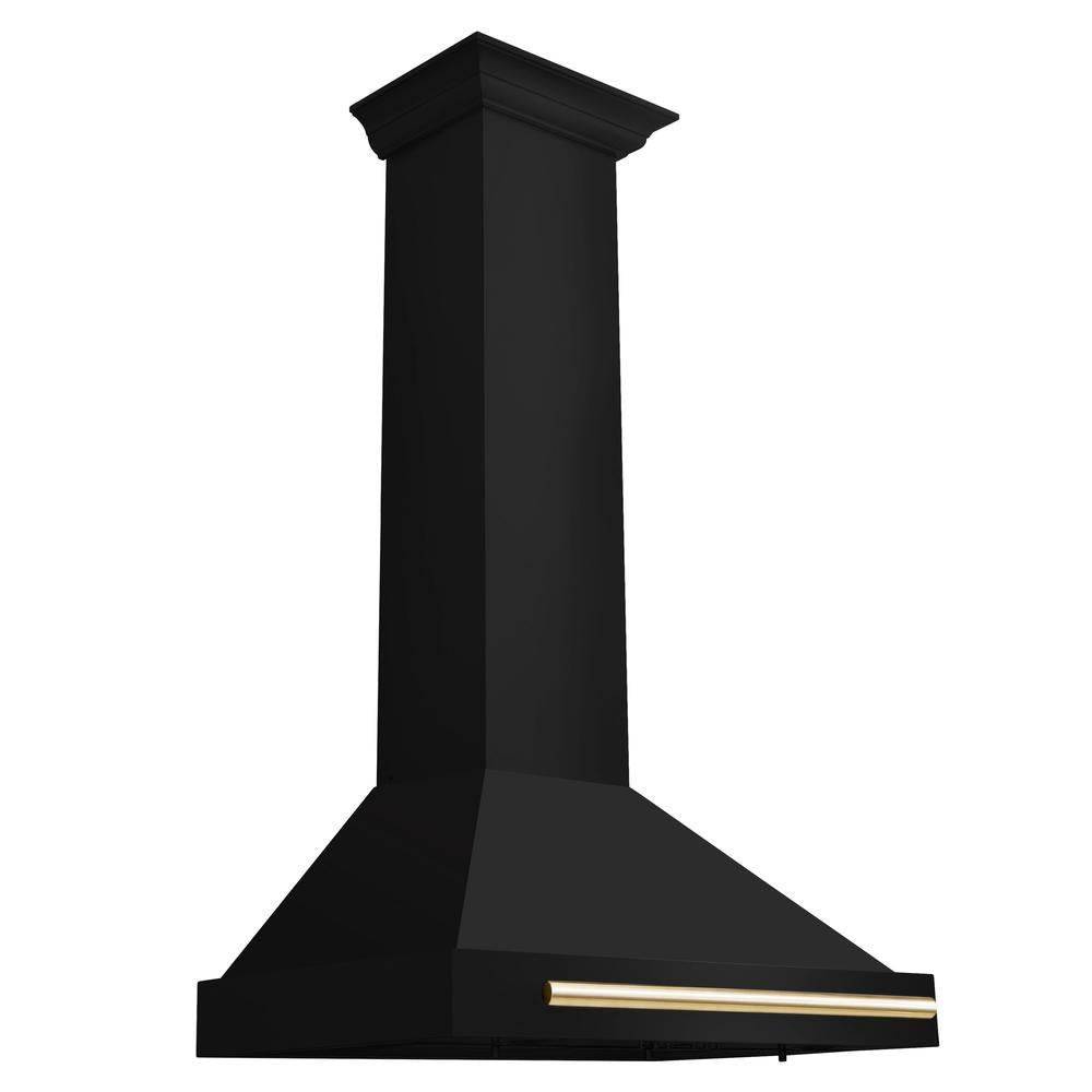 Autograph Edition 30 in. Black Stainless Steel Wall Mount Range Hood With Polished Gold Handle BSKB4Z30G