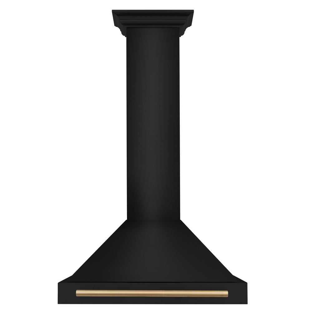Autograph Edition 30 in. Black Stainless Steel Wall Mount Range Hood With Polished Gold Handle BSKB4Z30G