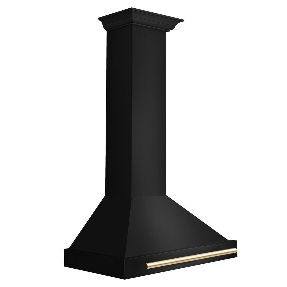 Autograph Edition 30 in. Black Stainless Steel Wall Mount Range Hood With Polished Gold Handle BSKB4Z30G