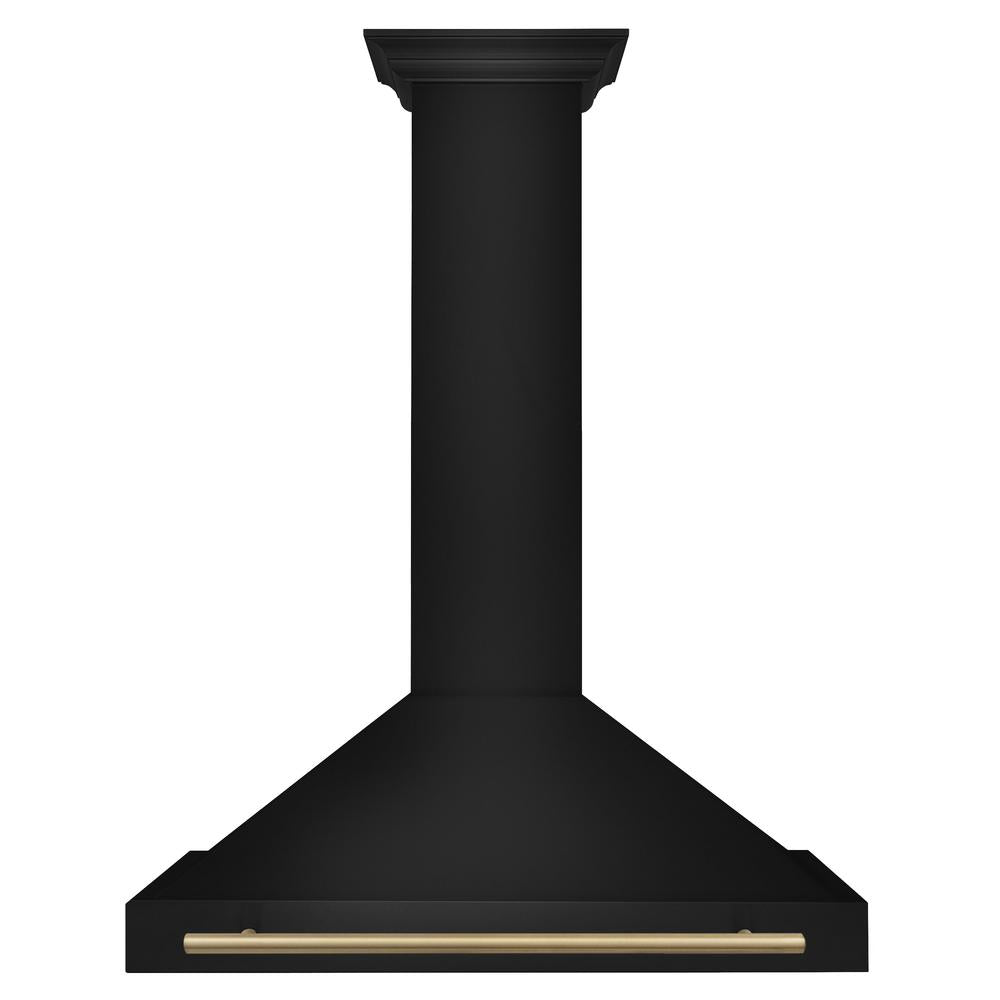 Autograph Edition 36 in. Black Stainless Steel Wall Mount Range Hood With Champagne Bronze Handle BSKB4Z36CB