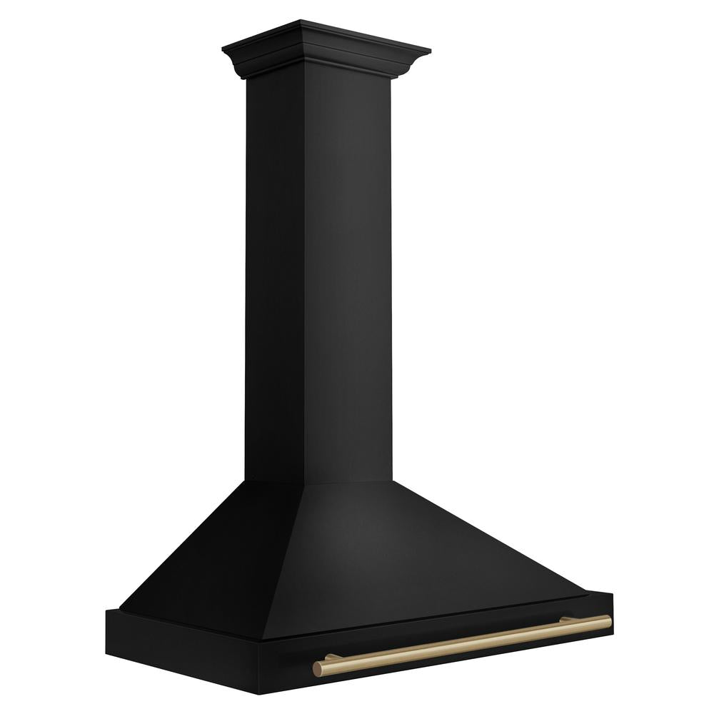 Autograph Edition 36 in. Black Stainless Steel Wall Mount Range Hood With Champagne Bronze Handle BSKB4Z36CB