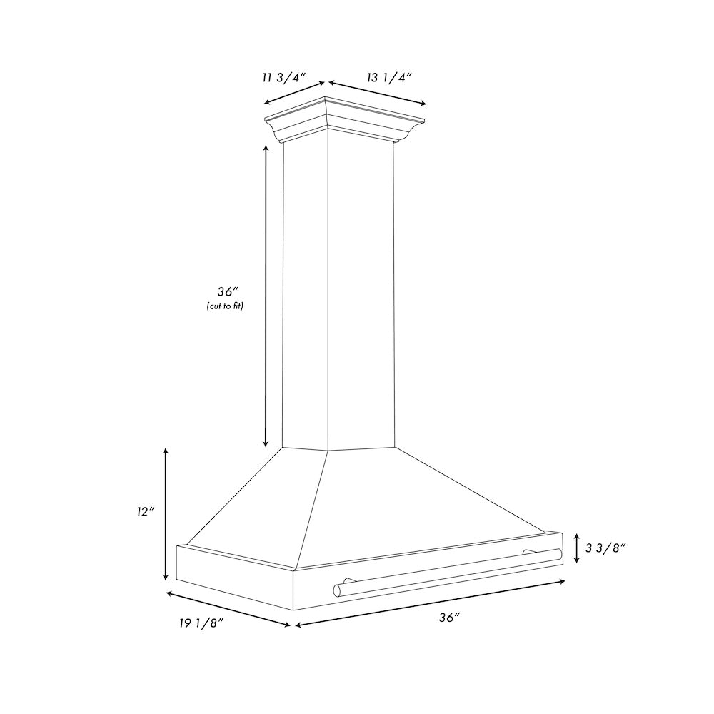 Autograph Edition 36 in. Black Stainless Steel Wall Mount Range Hood With Champagne Bronze Handle BSKB4Z36CB