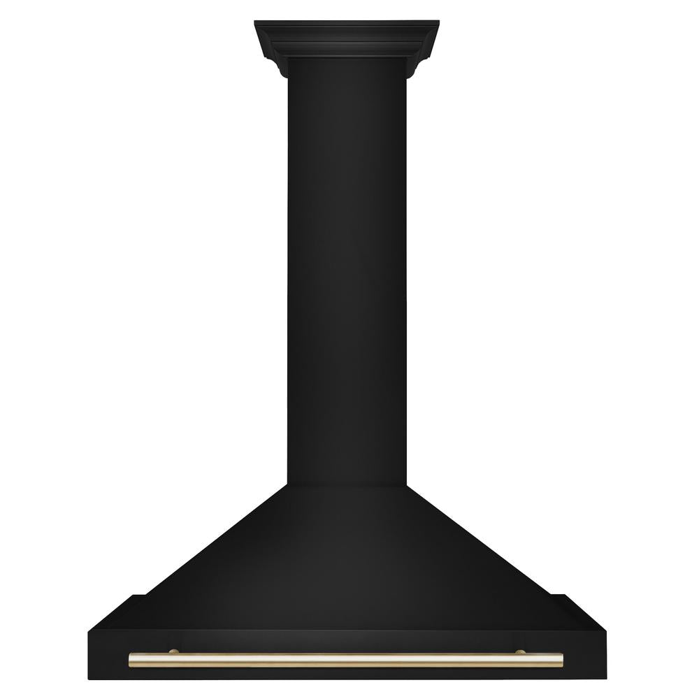 Autograph Edition 36 in. Black Stainless Steel Wall Mount Range Hood With Polished Gold Handle BSKB4Z36G