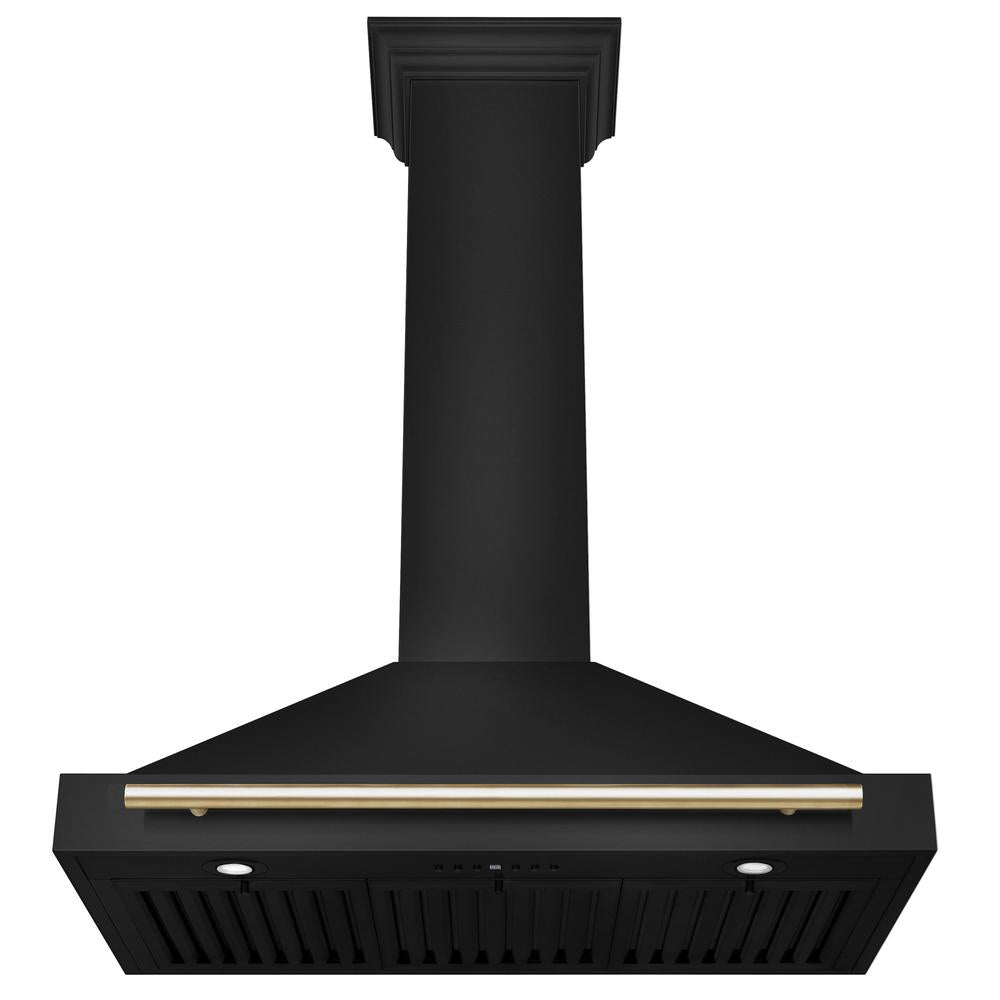 Autograph Edition 36 in. Black Stainless Steel Wall Mount Range Hood With Polished Gold Handle BSKB4Z36G