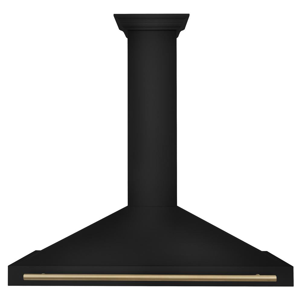 Autograph Edition 48 in. Black Stainless Steel Wall Mount Range Hood With Champagne Bronze Handle BSKB4Z48CB