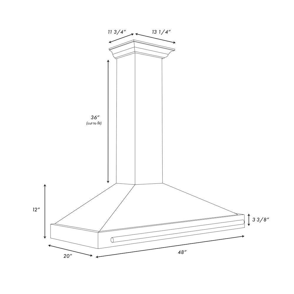 Autograph Edition 48 in. Black Stainless Steel Wall Mount Range Hood With Champagne Bronze Handle BSKB4Z48CB