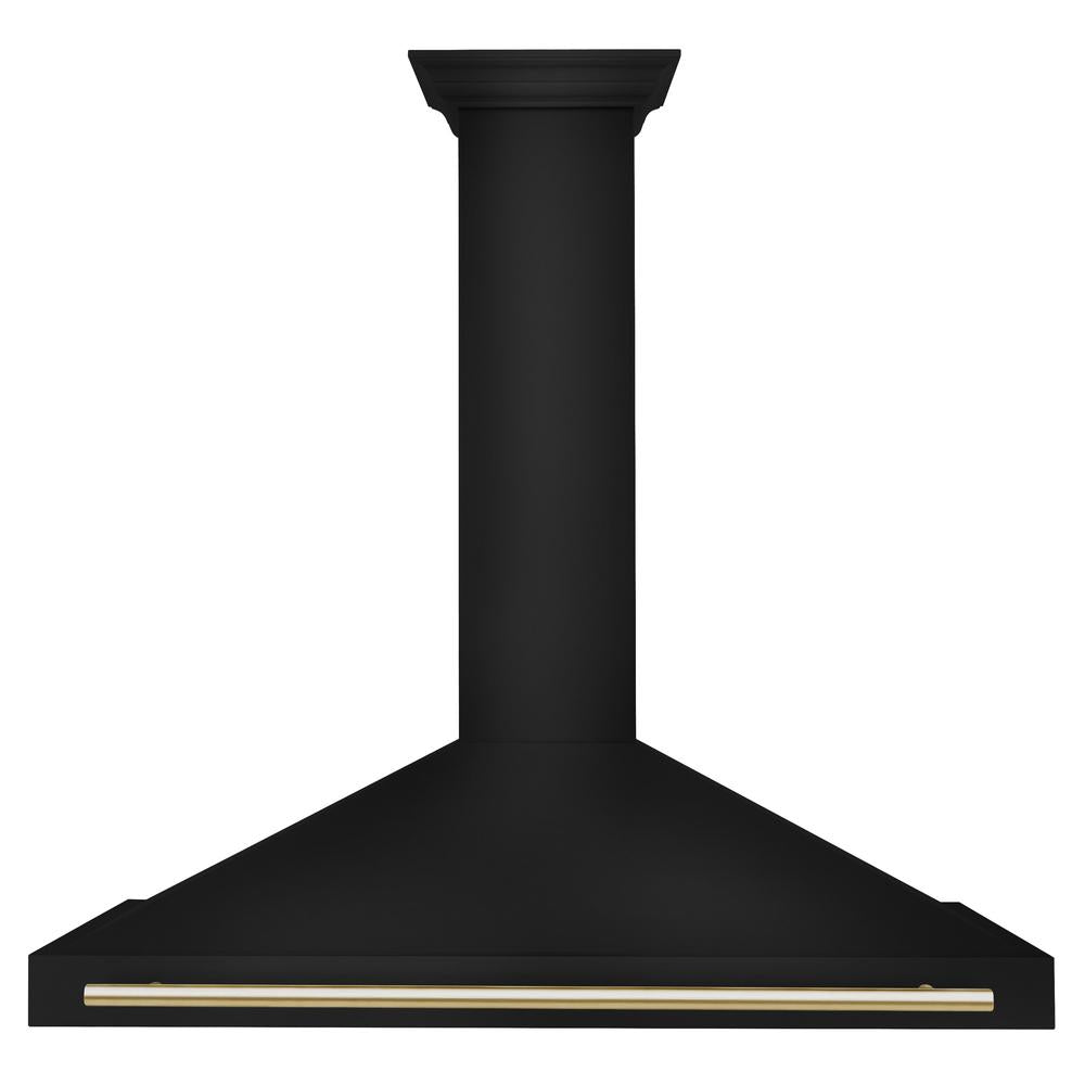 Autograph Edition 48 in. Black Stainless Steel Wall Mount Range Hood With Polished Gold Handle BSKB4Z48G