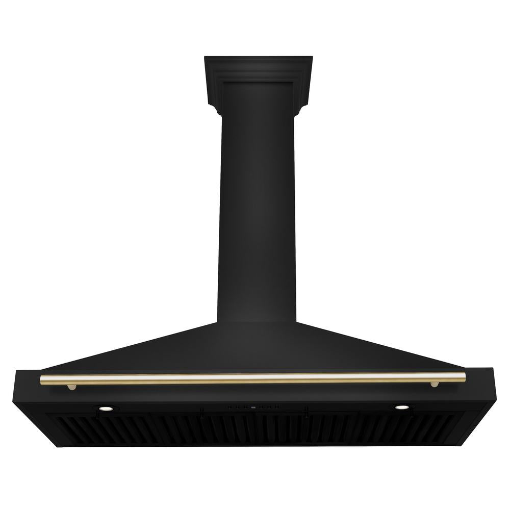 Autograph Edition 48 in. Black Stainless Steel Wall Mount Range Hood With Polished Gold Handle BSKB4Z48G