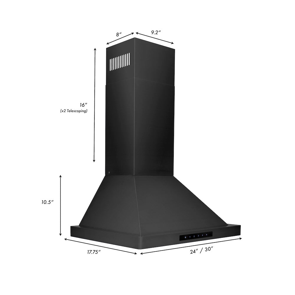 24 In. Convertible Vent Wall Mount Range Hood In Black Stainless Steel BSKBN24