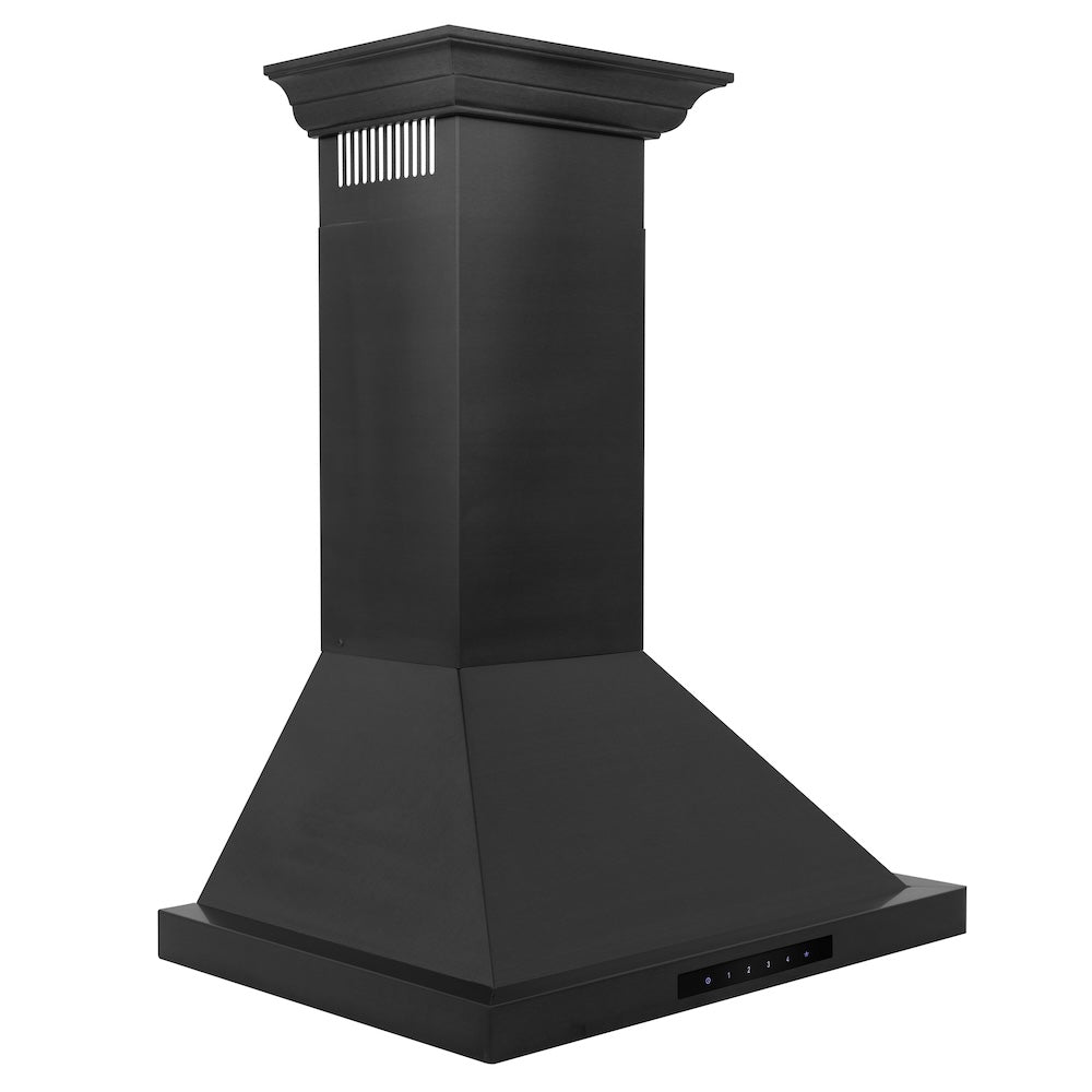 24 In. Convertible Vent Wall Mount Range Hood In Black Stainless Steel With Crown Molding BSKBNCRN24